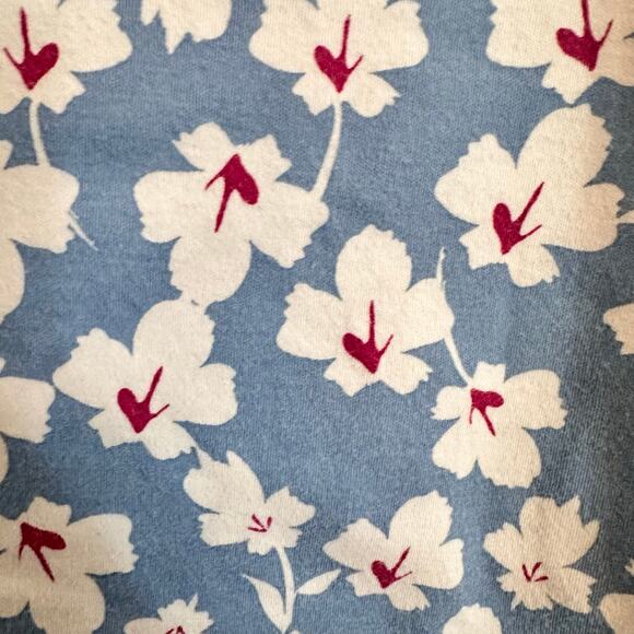 Calida Soft Cotton Nightgown Size Large Long Sleeve Blue Floral - Picture 4 of 6